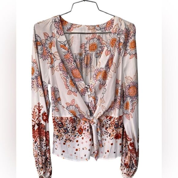 Free People Run Free Blouse Multi floral S - Picture 1 of 5